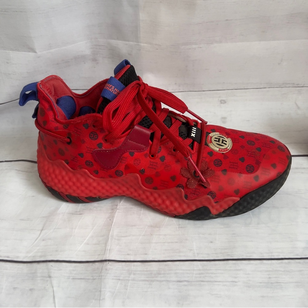 Adidas Harden Vol. 6 Vivid Red Monogram Men's Size 8 Shoes Las Vegas HQ3… - Picture 3 of 9